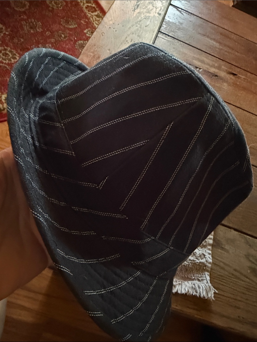 Peter Grimm Structured Fedora - Black with White Stripes - Circumference 22”